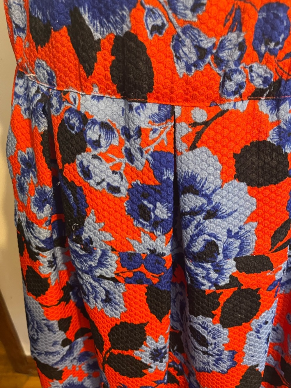 Anthropologie Floral A-Line Skirt in Coral and Blue - Picture 3 of 3